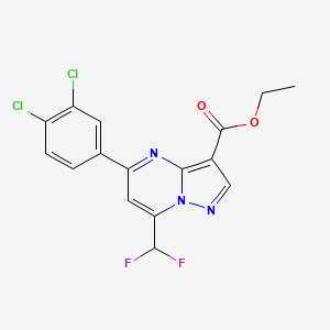 molecular formula C16H11Cl2F2N3O2 B4345535 ethyl 5-(3,4-dichlorophenyl)-7-(difluoromethyl)pyrazolo[1,5-a]pyrimidine-3-carboxylate 