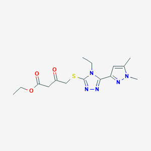 molecular formula C15H21N5O3S B4345659 ethyl 4-{[5-(1,5-dimethyl-1H-pyrazol-3-yl)-4-ethyl-4H-1,2,4-triazol-3-yl]sulfanyl}-3-oxobutanoate 