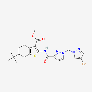 molecular formula C22H26BrN5O3S B4346015 METHYL 2-[({1-[(4-BROMO-1H-PYRAZOL-1-YL)METHYL]-1H-PYRAZOL-3-YL}CARBONYL)AMINO]-6-(TERT-BUTYL)-4,5,6,7-TETRAHYDRO-1-BENZOTHIOPHENE-3-CARBOXYLATE 
