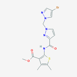 molecular formula C16H16BrN5O3S B4346021 methyl 2-[({1-[(4-bromo-1H-pyrazol-1-yl)methyl]-1H-pyrazol-3-yl}carbonyl)amino]-4,5-dimethyl-3-thiophenecarboxylate 