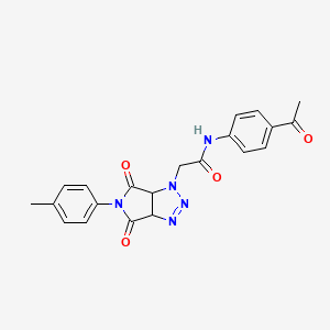 molecular formula C21H19N5O4 B4346150 N-(4-acetylphenyl)-2-[5-(4-methylphenyl)-4,6-dioxo-4,5,6,6a-tetrahydropyrrolo[3,4-d][1,2,3]triazol-1(3aH)-yl]acetamide 