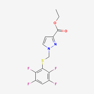molecular formula C13H10F4N2O2S B4346261 ethyl 1-{[(2,3,5,6-tetrafluorophenyl)sulfanyl]methyl}-1H-pyrazole-3-carboxylate 