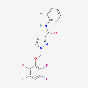 molecular formula C18H13F4N3O2 B4346310 N-(2-methylphenyl)-1-[(2,3,5,6-tetrafluorophenoxy)methyl]-1H-pyrazole-3-carboxamide 