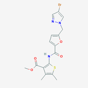 molecular formula C17H16BrN3O4S B4346319 METHYL 2-[({5-[(4-BROMO-1H-PYRAZOL-1-YL)METHYL]-2-FURYL}CARBONYL)AMINO]-4,5-DIMETHYL-3-THIOPHENECARBOXYLATE 