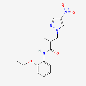 molecular formula C15H18N4O4 B4346325 N-(2-ethoxyphenyl)-2-methyl-3-(4-nitro-1H-pyrazol-1-yl)propanamide 