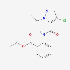 molecular formula C15H16ClN3O3 B4346484 ethyl 2-{[(4-chloro-1-ethyl-1H-pyrazol-5-yl)carbonyl]amino}benzoate 