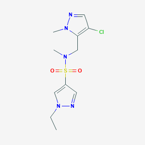 molecular formula C11H16ClN5O2S B4348228 N-[(4-chloro-1-methyl-1H-pyrazol-5-yl)methyl]-1-ethyl-N-methyl-1H-pyrazole-4-sulfonamide 