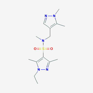 molecular formula C14H23N5O2S B4348284 N~4~-[(1,5-DIMETHYL-1H-PYRAZOL-4-YL)METHYL]-1-ETHYL-N~4~,3,5-TRIMETHYL-1H-PYRAZOLE-4-SULFONAMIDE 