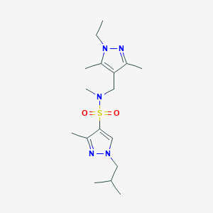 molecular formula C17H29N5O2S B4348559 N~4~-[(1-ETHYL-3,5-DIMETHYL-1H-PYRAZOL-4-YL)METHYL]-1-ISOBUTYL-N~4~,3-DIMETHYL-1H-PYRAZOLE-4-SULFONAMIDE 