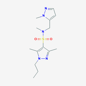 molecular formula C14H23N5O2S B4348578 N,3,5-trimethyl-N-[(1-methyl-1H-pyrazol-5-yl)methyl]-1-propyl-1H-pyrazole-4-sulfonamide 