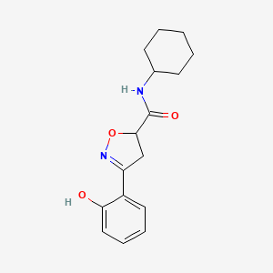 molecular formula C16H20N2O3 B4348651 N-cyclohexyl-3-(2-hydroxyphenyl)-4,5-dihydro-1,2-oxazole-5-carboxamide 