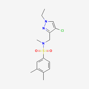 molecular formula C15H20ClN3O2S B4348664 N~1~-[(4-CHLORO-1-ETHYL-1H-PYRAZOL-3-YL)METHYL]-N~1~,3,4-TRIMETHYL-1-BENZENESULFONAMIDE 