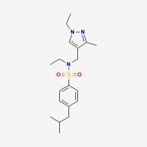 molecular formula C19H29N3O2S B4348820 N-ethyl-N-[(1-ethyl-3-methyl-1H-pyrazol-4-yl)methyl]-4-isobutylbenzenesulfonamide 
