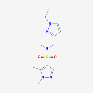 molecular formula C12H19N5O2S B4348853 N-[(1-ethyl-1H-pyrazol-3-yl)methyl]-N,1,5-trimethyl-1H-pyrazole-4-sulfonamide 