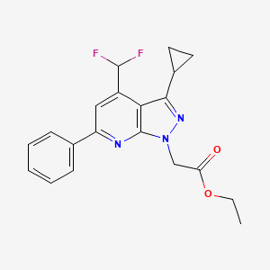 molecular formula C20H19F2N3O2 B4349318 ETHYL 2-[3-CYCLOPROPYL-4-(DIFLUOROMETHYL)-6-PHENYL-1H-PYRAZOLO[3,4-B]PYRIDIN-1-YL]ACETATE 