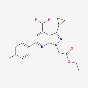 molecular formula C21H21F2N3O2 B4349694 ETHYL 2-[3-CYCLOPROPYL-4-(DIFLUOROMETHYL)-6-(4-METHYLPHENYL)-1H-PYRAZOLO[3,4-B]PYRIDIN-1-YL]ACETATE 