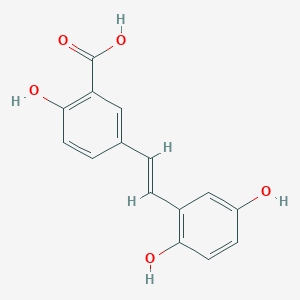 molecular formula C15H12O5 B043503 5-(2-(2,5-Dihydroxyphenyl)vinyl)-2-hydroxybenzoic acid CAS No. 150258-63-2