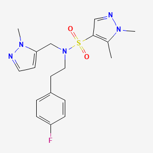molecular formula C18H22FN5O2S B4350597 N-[2-(4-fluorophenyl)ethyl]-1,5-dimethyl-N-[(1-methyl-1H-pyrazol-5-yl)methyl]-1H-pyrazole-4-sulfonamide 