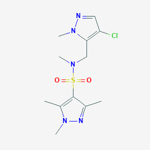 molecular formula C12H18ClN5O2S B4350621 N~4~-[(4-CHLORO-1-METHYL-1H-PYRAZOL-5-YL)METHYL]-N~4~,1,3,5-TETRAMETHYL-1H-PYRAZOLE-4-SULFONAMIDE 