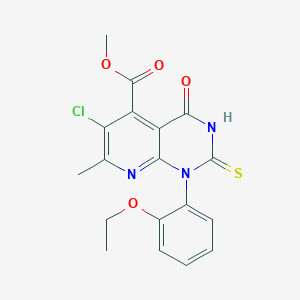 molecular formula C18H16ClN3O4S B4350916 Methyl 6-chloro-1-(2-ethoxyphenyl)-7-methyl-4-oxo-2-sulfanyl-1,4-dihydropyrido[2,3-d]pyrimidine-5-carboxylate 
