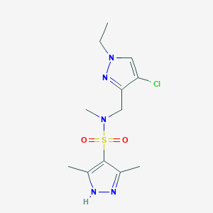 molecular formula C12H18ClN5O2S B4350938 N~4~-[(4-CHLORO-1-ETHYL-1H-PYRAZOL-3-YL)METHYL]-N~4~,3,5-TRIMETHYL-1H-PYRAZOLE-4-SULFONAMIDE 