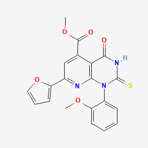 molecular formula C20H15N3O5S B4351068 METHYL 7-(2-FURYL)-1-(2-METHOXYPHENYL)-4-OXO-2-SULFANYL-1,4-DIHYDROPYRIDO[2,3-D]PYRIMIDINE-5-CARBOXYLATE 