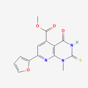 molecular formula C14H11N3O4S B4351611 METHYL 7-(2-FURYL)-1-METHYL-4-OXO-2-SULFANYL-1,4-DIHYDROPYRIDO[2,3-D]PYRIMIDINE-5-CARBOXYLATE 