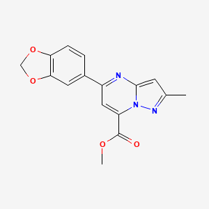 molecular formula C16H13N3O4 B4351634 methyl 5-(1,3-benzodioxol-5-yl)-2-methylpyrazolo[1,5-a]pyrimidine-7-carboxylate 