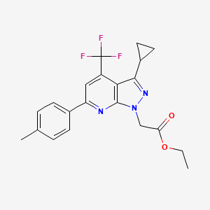 molecular formula C21H20F3N3O2 B4351673 ETHYL 2-[3-CYCLOPROPYL-6-(4-METHYLPHENYL)-4-(TRIFLUOROMETHYL)-1H-PYRAZOLO[3,4-B]PYRIDIN-1-YL]ACETATE 