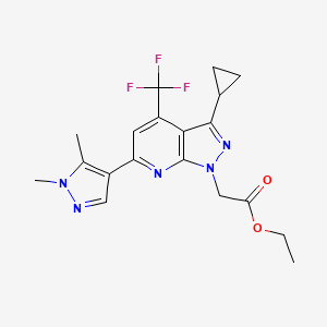 molecular formula C19H20F3N5O2 B4351691 ETHYL 2-[3-CYCLOPROPYL-6-(1,5-DIMETHYL-1H-PYRAZOL-4-YL)-4-(TRIFLUOROMETHYL)-1H-PYRAZOLO[3,4-B]PYRIDIN-1-YL]ACETATE 