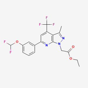 molecular formula C19H16F5N3O3 B4352275 ETHYL 2-[6-[3-(DIFLUOROMETHOXY)PHENYL]-3-METHYL-4-(TRIFLUOROMETHYL)-1H-PYRAZOLO[3,4-B]PYRIDIN-1-YL]ACETATE 