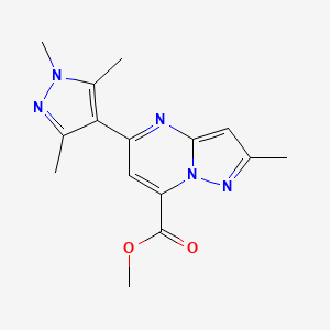 molecular formula C15H17N5O2 B4352430 methyl 2-methyl-5-(1,3,5-trimethyl-1H-pyrazol-4-yl)pyrazolo[1,5-a]pyrimidine-7-carboxylate 