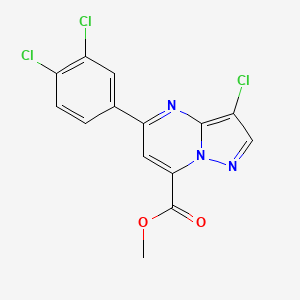 molecular formula C14H8Cl3N3O2 B4352634 methyl 3-chloro-5-(3,4-dichlorophenyl)pyrazolo[1,5-a]pyrimidine-7-carboxylate 