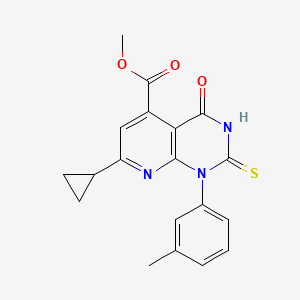 molecular formula C19H17N3O3S B4352853 Methyl 7-cyclopropyl-1-(3-methylphenyl)-4-oxo-2-sulfanyl-1,4-dihydropyrido[2,3-d]pyrimidine-5-carboxylate 