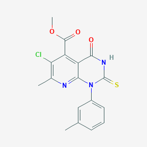 molecular formula C17H14ClN3O3S B4352862 methyl 6-chloro-2-mercapto-7-methyl-1-(3-methylphenyl)-4-oxo-1,4-dihydropyrido[2,3-d]pyrimidine-5-carboxylate 