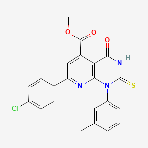 molecular formula C22H16ClN3O3S B4352871 Methyl 7-(4-chlorophenyl)-1-(3-methylphenyl)-4-oxo-2-sulfanyl-1,4-dihydropyrido[2,3-d]pyrimidine-5-carboxylate 