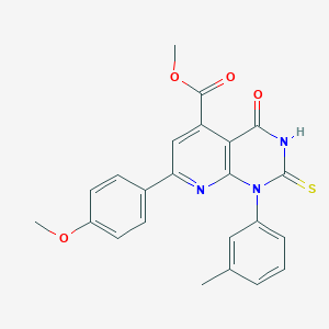 molecular formula C23H19N3O4S B4352877 Methyl 7-(4-methoxyphenyl)-1-(3-methylphenyl)-4-oxo-2-sulfanyl-1,4-dihydropyrido[2,3-d]pyrimidine-5-carboxylate 