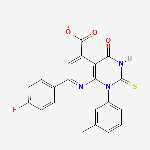 molecular formula C22H16FN3O3S B4352898 Methyl 7-(4-fluorophenyl)-1-(3-methylphenyl)-4-oxo-2-sulfanyl-1,4-dihydropyrido[2,3-d]pyrimidine-5-carboxylate 