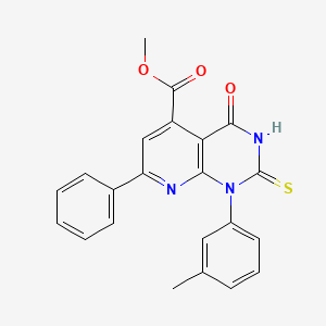 molecular formula C22H17N3O3S B4352904 Methyl 1-(3-methylphenyl)-4-oxo-7-phenyl-2-sulfanyl-1,4-dihydropyrido[2,3-d]pyrimidine-5-carboxylate 