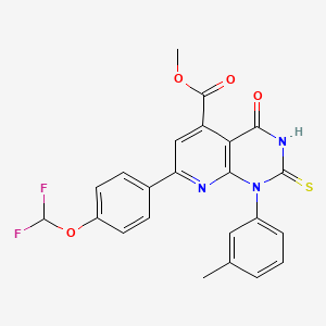 molecular formula C23H17F2N3O4S B4352916 Methyl 7-[4-(difluoromethoxy)phenyl]-1-(3-methylphenyl)-4-oxo-2-sulfanyl-1,4-dihydropyrido[2,3-d]pyrimidine-5-carboxylate 