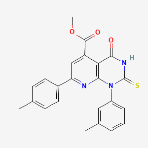 molecular formula C23H19N3O3S B4352944 Methyl 1-(3-methylphenyl)-7-(4-methylphenyl)-4-oxo-2-sulfanyl-1,4-dihydropyrido[2,3-d]pyrimidine-5-carboxylate 