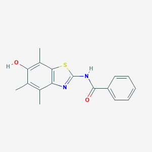 molecular formula C17H16N2O2S B043535 N-(6-Hydroxy-4,5,7-trimethyl-1,3-benzothiazol-2-yl)benzamide CAS No. 120164-66-1