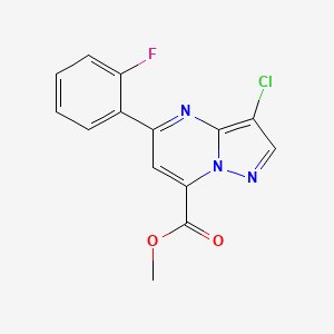 molecular formula C14H9ClFN3O2 B4353608 methyl 3-chloro-5-(2-fluorophenyl)pyrazolo[1,5-a]pyrimidine-7-carboxylate 