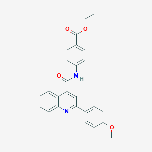 molecular formula C26H22N2O4 B435369 Ethyl 4-[[2-(4-methoxyphenyl)quinoline-4-carbonyl]amino]benzoate CAS No. 355152-39-5
