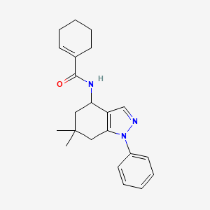 molecular formula C22H27N3O B4353709 N-(6,6-dimethyl-1-phenyl-4,5,6,7-tetrahydro-1H-indazol-4-yl)-1-cyclohexene-1-carboxamide 