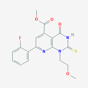 molecular formula C18H16FN3O4S B4353817 Methyl 7-(2-fluorophenyl)-1-(2-methoxyethyl)-4-oxo-2-sulfanyl-1,4-dihydropyrido[2,3-d]pyrimidine-5-carboxylate 