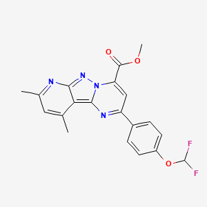 molecular formula C20H16F2N4O3 B4354125 methyl 4-[4-(difluoromethoxy)phenyl]-11,13-dimethyl-3,7,8,10-tetrazatricyclo[7.4.0.02,7]trideca-1,3,5,8,10,12-hexaene-6-carboxylate 