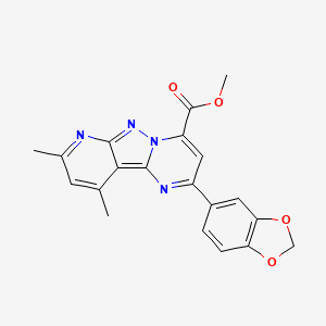 molecular formula C20H16N4O4 B4354135 methyl 4-(1,3-benzodioxol-5-yl)-11,13-dimethyl-3,7,8,10-tetrazatricyclo[7.4.0.02,7]trideca-1,3,5,8,10,12-hexaene-6-carboxylate 