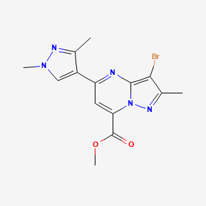 molecular formula C14H14BrN5O2 B4354169 methyl 3-bromo-5-(1,3-dimethyl-1H-pyrazol-4-yl)-2-methylpyrazolo[1,5-a]pyrimidine-7-carboxylate 
