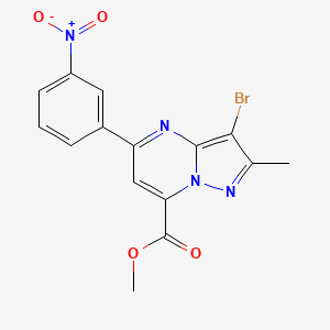 molecular formula C15H11BrN4O4 B4354192 methyl 3-bromo-2-methyl-5-(3-nitrophenyl)pyrazolo[1,5-a]pyrimidine-7-carboxylate 